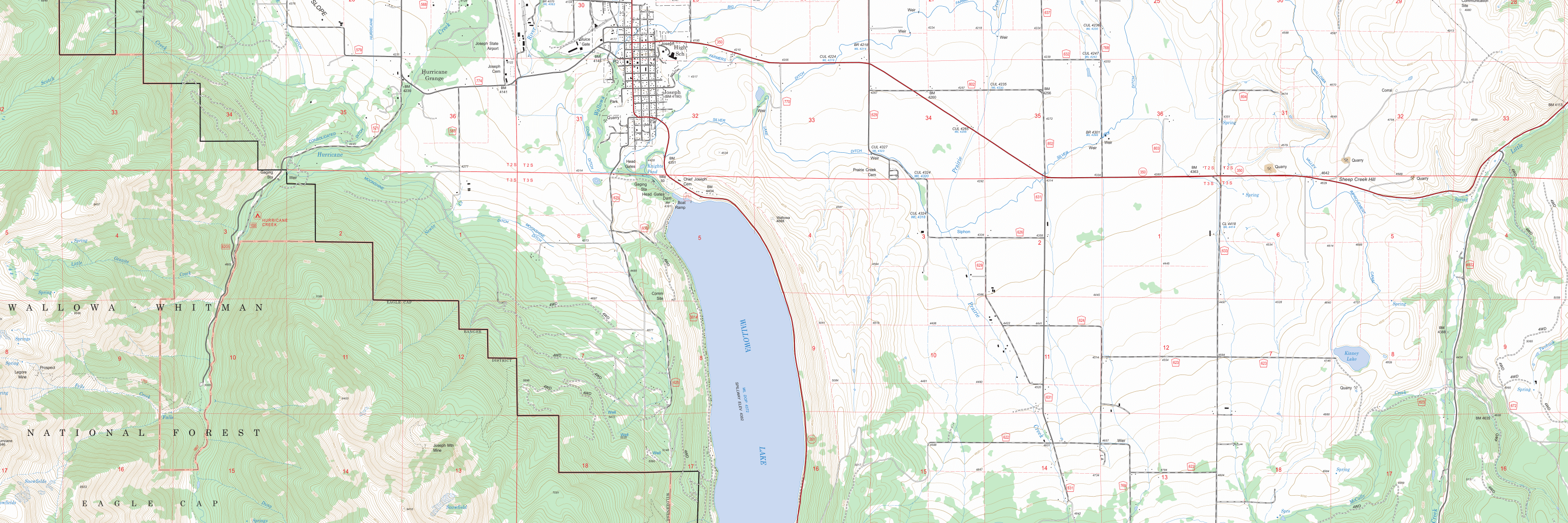 Topographical map of Wallowa County